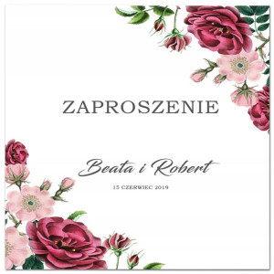 Zaproszenia Ślubne kwiaty + koperta