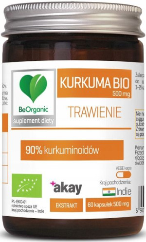 BeOrganic BIO Kurkuma 90% 50 kapsułe SERCE Wątroba