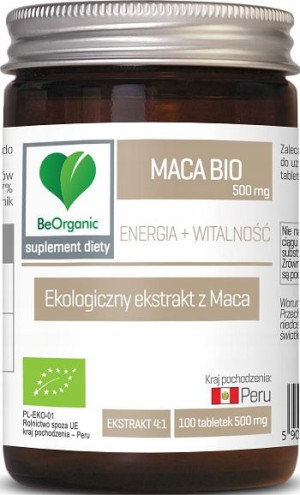 BeOrganic Maca ekstrakt BIO 100 tab WITALNOŚĆ płod