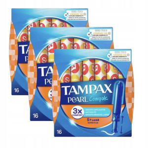 3x Tampax Pearl Compak Super Plus Tampony 16szt