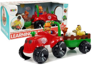 Traktor z Przyczepką, Zwierzętami Dla Niemowląt  na Baterie Światła Dźwięk
