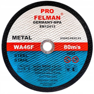 Tarcza Do Cięcia Metalu Pro Felman Inox 230x2.0