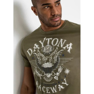 Oliwkowy T-shirt Z Nadrukiem 60-62 979030