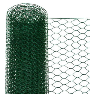 Siatka sześciokątna woliera zielona - 13 mm x 13 mm / 1,50 m - rolka 5m