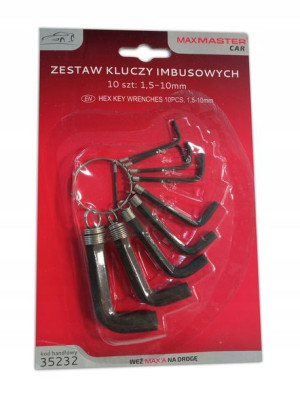 Klucze imbusowe 10szt 1.5-10mm Maxmaster