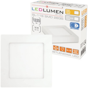Panel LED Natynkowy 16W=90W 1335lm Plafon Lampa Sufitowa Ciepła LEDLUMEN