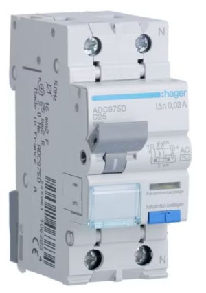 Różnicowo-nadprądowy C25A 2P 30mA AC Hager ADC975D