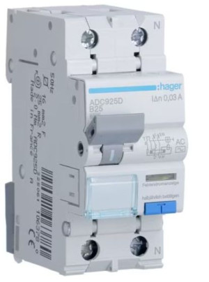 Różnicowo-nadprądowy B25A 2P 30mA AC Hager ADC925D