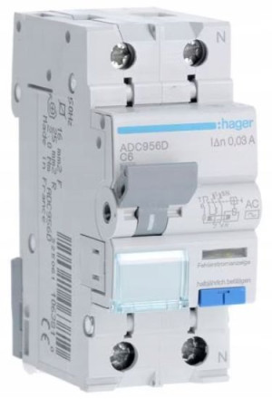 Wyłącznik różnicowo-nadprądowy Hager ADC956D C6A