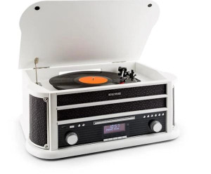 Gramofon Radio CD AUX Bluetooth Kaseta Retro Biały