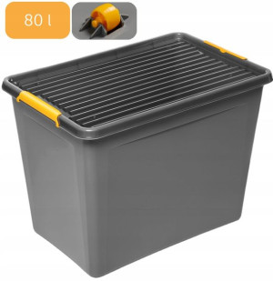 Pojemnik Kosz Pudełko Z Pokrywą 80 L Szary