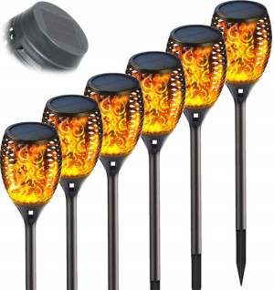 6 X Lampa Solarna Pochodnia Efekt Płomień 12 Led
