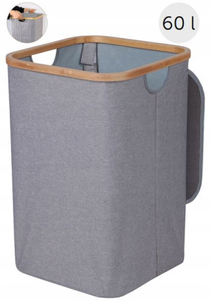 KOSZ NA PRANIE BIELIZNĘ POJEMNIK 60 L Bambus grey