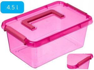 Pojemnik Pudełko Organizer Z Rączką 4,5l Różowy