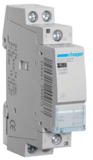 Stycznik modułowy Hager ESC227 1NO+1NC 25A 230V
