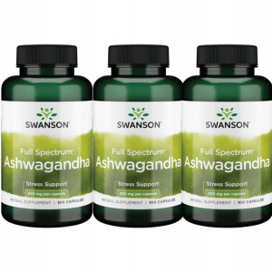 3x Swanson Ashwaganda (żen-szeń indyjski) 450 mg