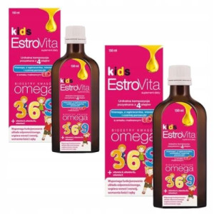 2x EstroVita Kids Kwasy Omega 150ml smak malinowy