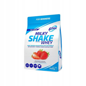 6PAK Milky Shake Whey 700g białko WPC truskawkowy