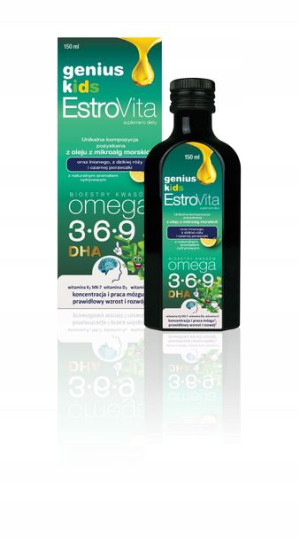 Estrovita Genius kids z Mikroalg Omega 3 6 9 150ml
