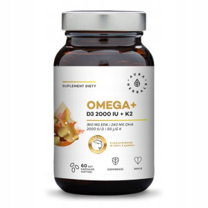 Aura Herbals Omega+ Vitamin D3 2000 IU + K2 60kap.