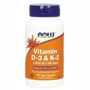 Now Foods Witamina D3 1000 IU i K2 45 mcg 120 kaps