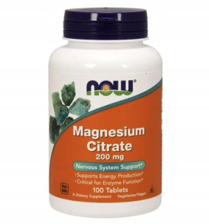 NOW Magnesium Citrate Cytrynian Magnezu 200mg 100t
