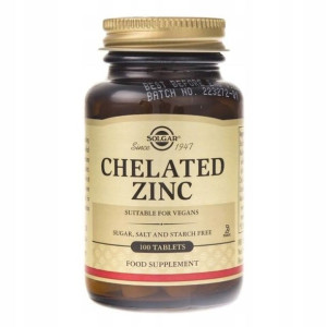 Solgar Chelated Zinc 22mg 100t Cynk Odporność