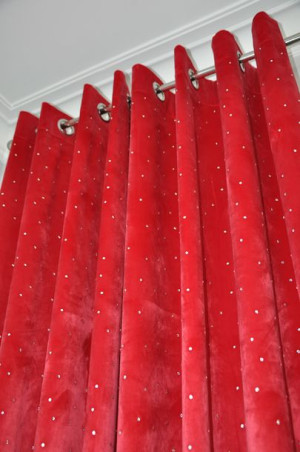 zasłony welurowe full crystal czerwone 140x250