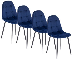 4x Krzesło ARIS Granatowe Welur Salonu Jadalni