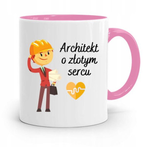 Kubek Różowy Architekta O Złotym Sercu Prezent