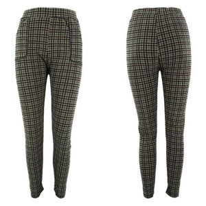 Legginsy Damskie W Kratkę Kolorową M/l Zielony