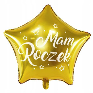 Balon Na Roczek Dla Chłopca Dziewczynki Złoty 48cm
