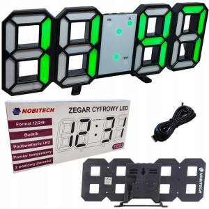 Duży Zegar Ścienny Led Elektroniczny Cyfrowy Data Dc03-z