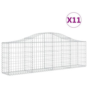 Kosze gabionowe, 11 szt, 200x30x60/80 cm, galwanizowane żelazo