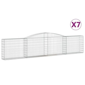 Kosze gabionowe, 7 szt, 400x30x80/100 cm, galwanizowane żelazo