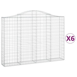 Kosze gabionowe, 6 szt, 200x30x140/160 cm, galwanizowane żelazo