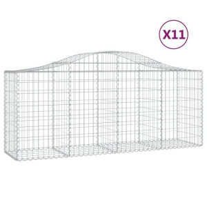 Kosze gabionowe, 11 szt, 200x50x80/100 cm, galwanizowane żelazo