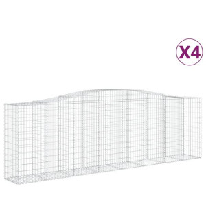 Kosze gabionowe, 4 szt, 400x50x120/140 cm, galwanizowane żelazo