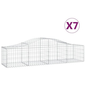 Kosze gabionowe, 7 szt, 200x50x40/60 cm, galwanizowane żelazo