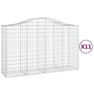 Kosze gabionowe, 11 szt, 200x50x120/140cm, galwanizowane żelazo