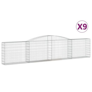 Kosze gabionowe, 9 szt, 400x30x80/100 cm, galwanizowane żelazo