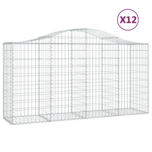 Kosze gabionowe, 12 szt, 200x50x100/120cm, galwanizowane żelazo