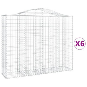 Kosze gabionowe, 6 szt, 200x50x160/180 cm, galwanizowane żelazo