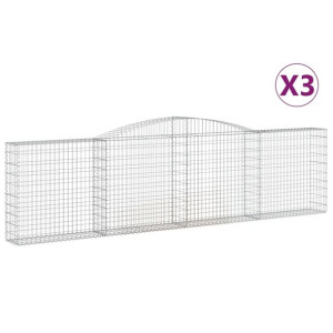 Kosze gabionowe, 3 szt, 400x30x100/120 cm, galwanizowane żelazo