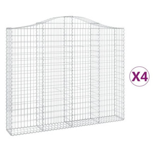 Kosze gabionowe, 4 szt, 200x30x160/180 cm, galwanizowane żelazo