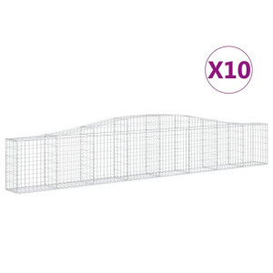 Kosze gabionowe, 10 szt, 400x30x60/80 cm, galwanizowane żelazo