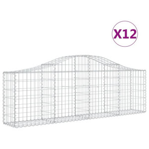 Kosze gabionowe, 12 szt, 200x30x60/80 cm, galwanizowane żelazo