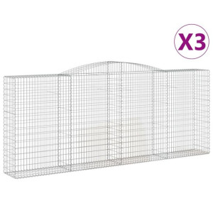 Kosze gabionowe, 3 szt, 400x50x160/180 cm, galwanizowane żelazo