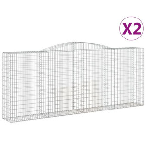 Kosze gabionowe, 2 szt, 400x50x160/180 cm, galwanizowane żelazo