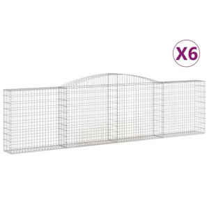 Kosze gabionowe, 6 szt, 400x30x100/120 cm, galwanizowane żelazo